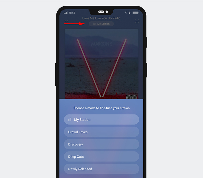 Use “STATIONS” to find more songs in Pandora