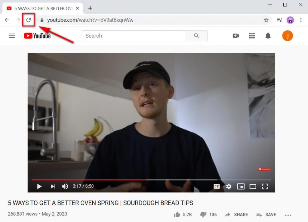 Aktualisiere die YouTube-Webseite