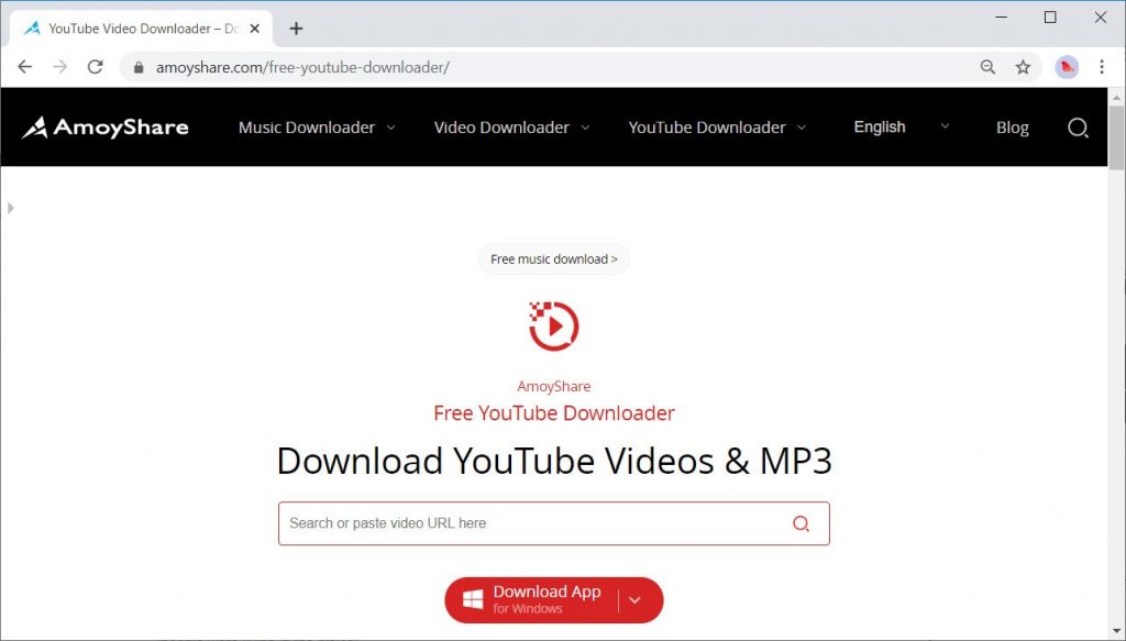 AmoyShare Free YouTube Downloader interface
