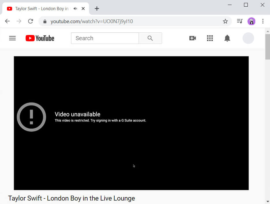 YouTube video blocked