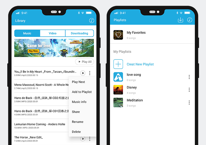 Choose “Add to Playlist” to create your own playlist