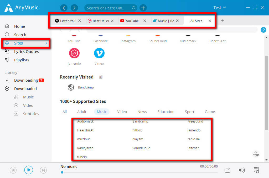 Click “Sites” at the right of the column to explore more sites