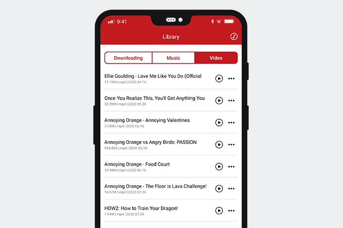 Find your downloaded videos in the library