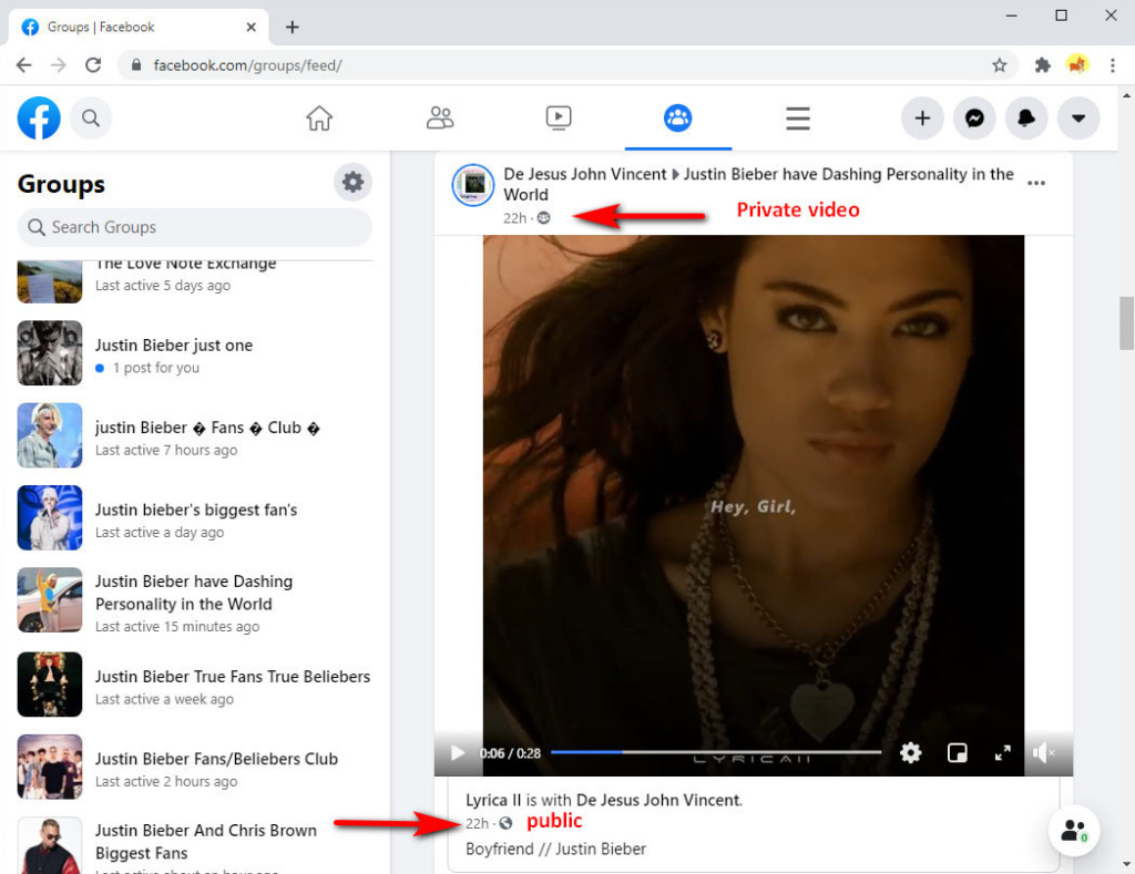 Private Facebook Video
